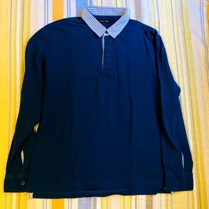 Blue Polo Shirt with Long Sleeves